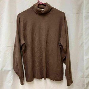 LL Bean Mens Turtleneck Shirt Brown Pullover Knit